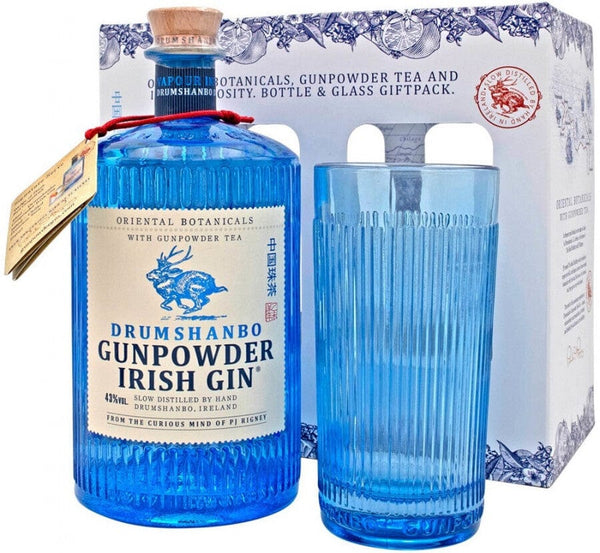 Irish Gift Liquors 750ml Drumshanbo LP Gin – Set + Wines Glass Gunpowder &
