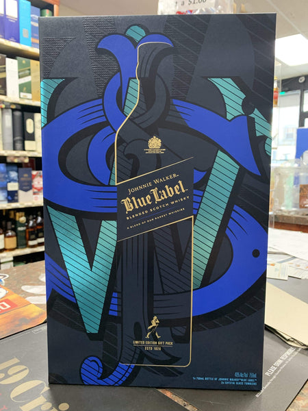 Johnnie Walker Blue Label Scotch Whiskey Limited Edition Gift Set + 2  Glasses 750ml