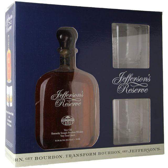 Bourbon Whiskey Jefferson’s Reserve Bourbon Whiskey Gift Set + 2 Glasses LP Wines & Liquors