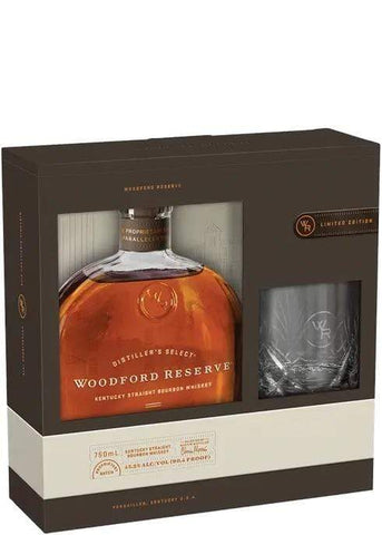 Bourbon Whiskey Woodford Reserve Bourbon Whiskey Gift Set + Glass 750ml LP Wines & Liquors