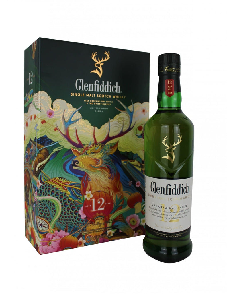 Scotch Whisky Glenfiddich Single Malt Scotch Whiskey 750ml Gift Set + 2 Whiskey Glasses LP Wines & Liquors