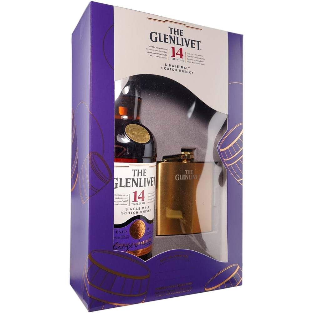 Scotch Whisky The Glenlivet 14 Scotch Whiskey Gift Set + Flask 750ml LP Wines & Liquors