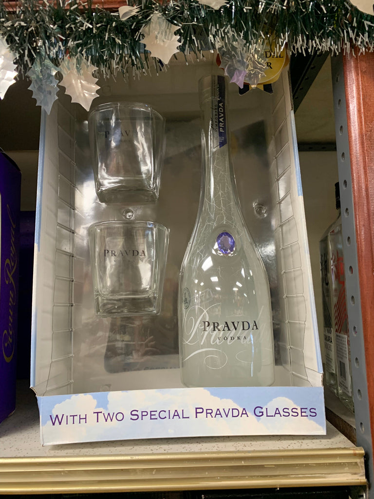 Vodka Pravda Vodka Gift Set + 2 Glasses 750ml LP Wines & Liquors